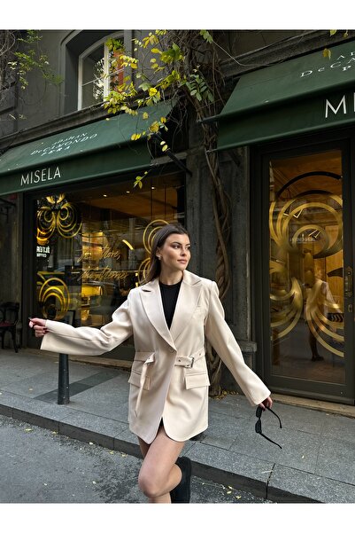 VOLT CLOTHİNG Women's Belt Detailed Lined Blazer Jacket