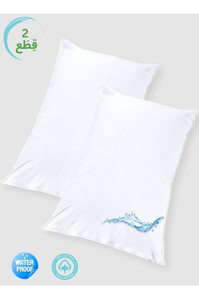 soufa dibaj 2 Piece | Cotton Waterproof Pillow Protector 100% Soft Cotton Queen Size Pillows Case Cover 90x50 cm