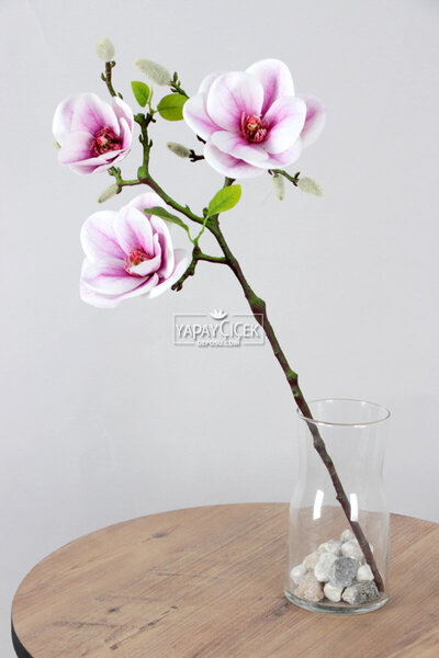 Yapay Çiçek Deposu Yapay Çiçek 3lü Islak Manolya Dalı 55 cm Lila