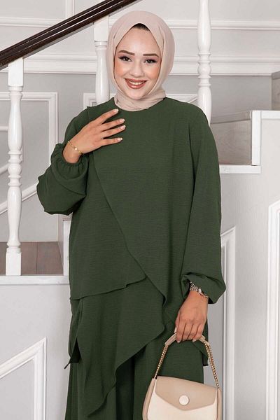 EBRUTESETTÜR Asymmetrical Cutting Aerobin Hijab Double Set