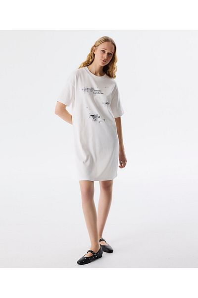 Twist Visual Printed Combed Dress