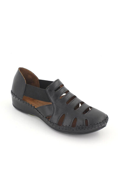 Venüs Kadın Comfort Deri Sandalet Siyah 18791395
