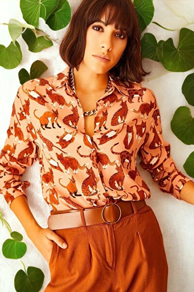 Juuuj Γυναικείο πουκάμισο με μακρυμάνικο κλασικό γιακά με πολύχρωμο σχέδιο (κ...