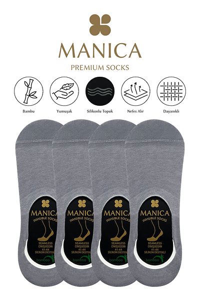 MANICA Сиви мъжки бамбукови балерини, 4 чифта