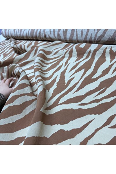 Yaren Ülker Ayrobin (AEROBİN) Modal Viskon Kumaş Çift En Zebra Desenli Kahver...