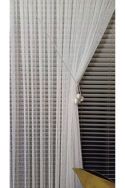 venedik home Avant-Garde Ecru Color Mesh Tulle Curtain - 1X3 Close Pleat Special Sewing