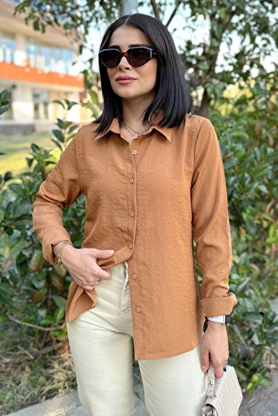 Juuuj Cămașă de damă cu mânecă lungă, cu guler clasic, cu mânecă lungă, cu cr...