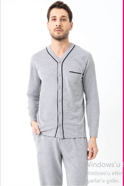 Erdem Men's Size Buttoned Pyjamas Suit Dfn1008