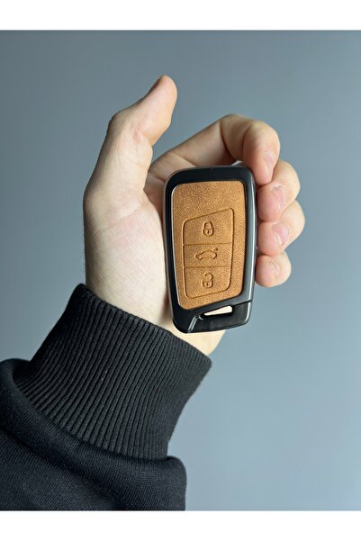 LUXE AKSESUAR Volkswagen-Skoda Έξυπνη Μεταλλική Θήκη 3 Κουμπιών Καφέ