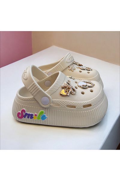 Hızlı Al Girl's Stone Front Closed Slippers. Girl's Stone Cross Sandals Slippers.