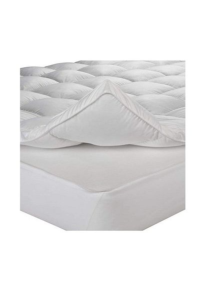 House One Microfiber Mattress Topper 6 cm With Microfiber Filling and Rubber Corners Edges - 200x180cm- White