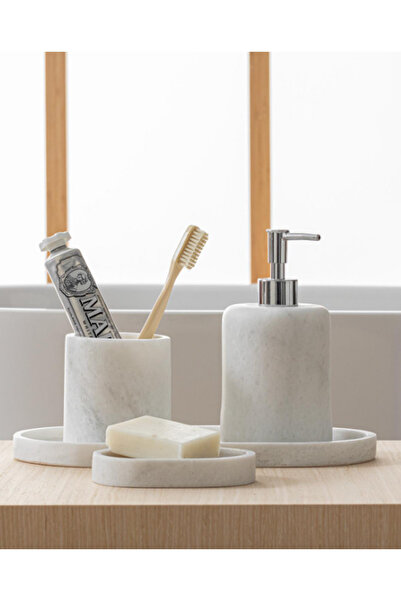 MIARIK DESIGN & DEKORASYON Dekoratif Beyaz Mermer Banyo Seti