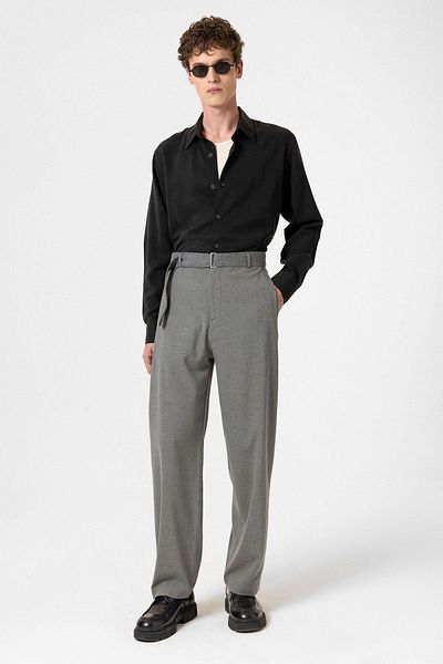 Antioch Men's Gray High Waist Belted Trousers