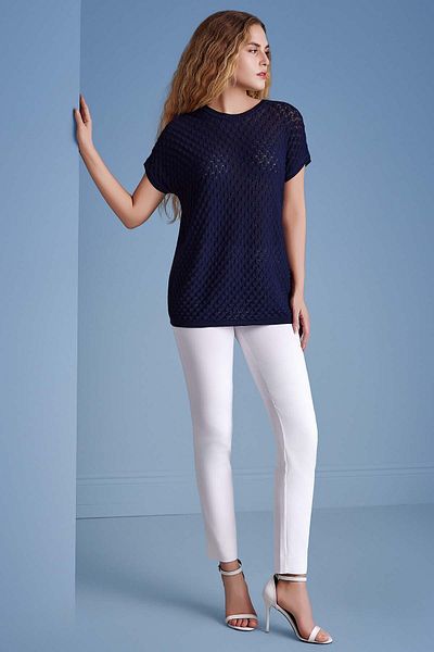 Guitar Skinny Leg White Woven Trousers
