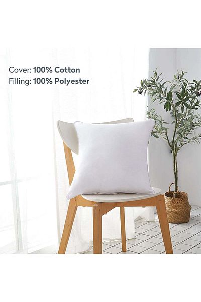 soufa dibaj 2 Pieces | Microfibre Square Cushion Filler Microfiber 45x45cm- White