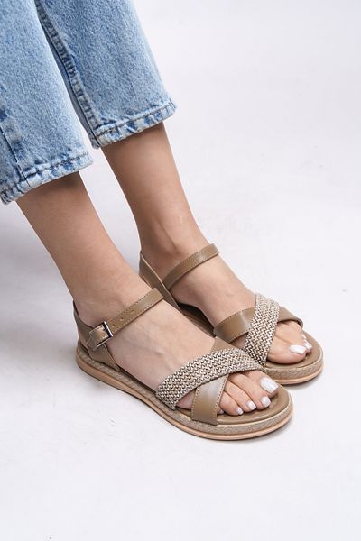 Riccon Γυναικεία σανδάλια Mink Straw - 0012059