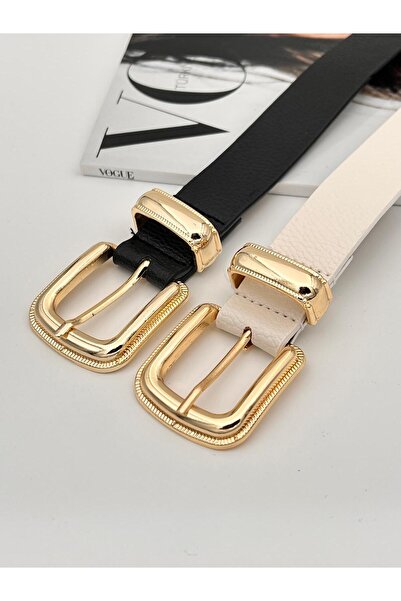 Descoin Set de 2 curele pentru femei cu cataramă pod de aur, centură pentru h...