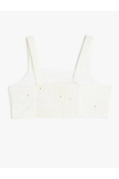 Koton Viscose Blended Square Neck Strap Crop Blouse