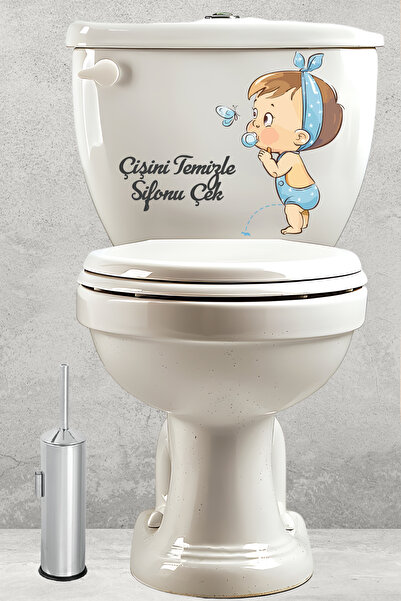 Echo Home Çişini Temizle Sifonu Çek 🚽 Sevimli Bebek Klozet Sticker ✨ Suya Da...