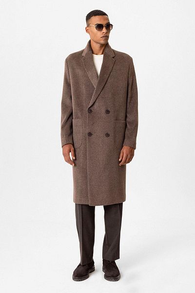 Antioch Brown Textured Double Breasted Men's Coat