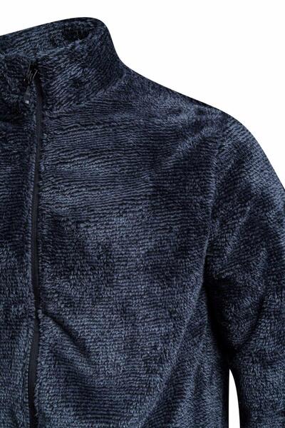 2AS Siena Erkek Tam Fermuarlı Çizgili Polar Siyah