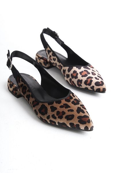 MARSEDO Balerini de damă cu vârf ascuțit cu model leopard Julia - Design casual cu spatele deschis