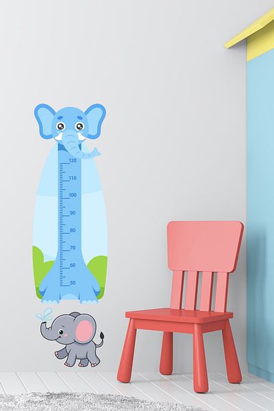 arduçlazer Elephant Themed Children's Room Height Meter Sticker 42X156 cm