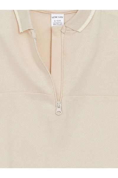 LC Waikiki Baby Beige Polo Neck Basic Baby Boy Jumpsuit
