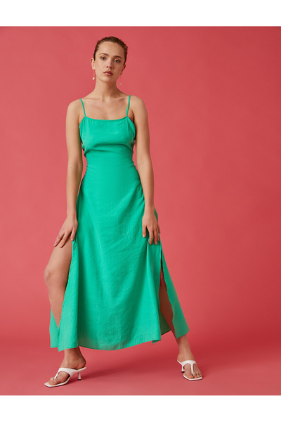 Koton Φόρεμα με μακρύ σκίσιμο με λεπτομέρεια γραβάτας