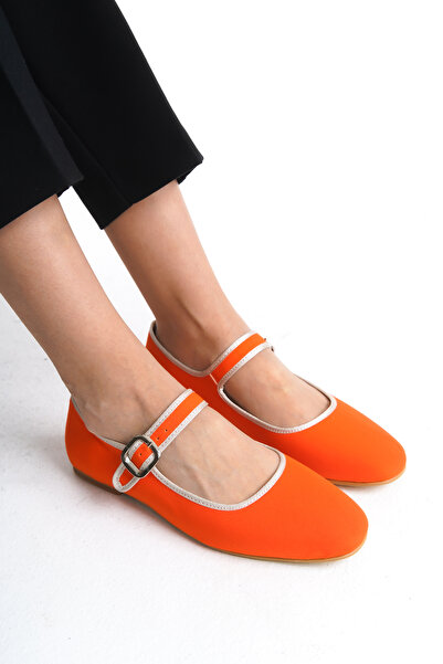 MARSEDO Laura Turuncu - Жіночі балетки з щоденною стрічкою та овальним носком