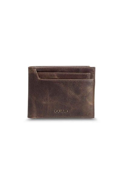 GUARD Antique Brown Genuine Leather Horizontal Model Men's Wallet with Hidden Card Holder - Grd 250207 Wt1583