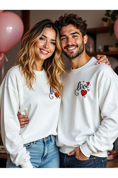 SEDA IŞIKLAR UNISEX HEART PRINTED Lover Couple Σετ 2 τεμαχίων
