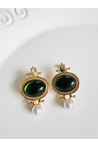 DEVİ fashion Yeşil Vintage Küpe 4 cm