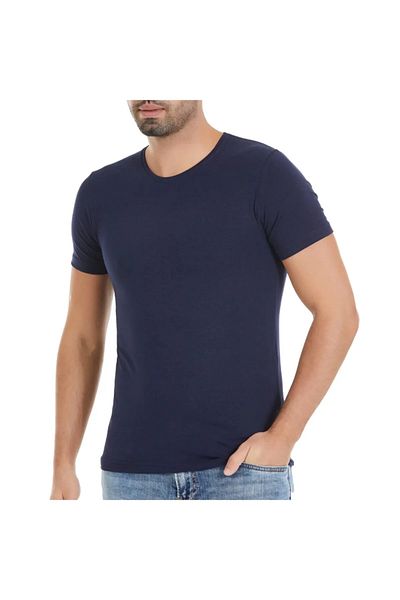 Yıldız Çamaşır Men's 6-Piece Navy Blue Modal Crew Neck Short Sleeve Tank Top Tshirt