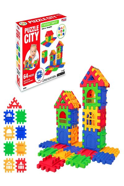 a v d a مجموعة مكعبات بناء تعليمية من 64 قطعة على شكل مدينة الوافل، مجموعة مك...