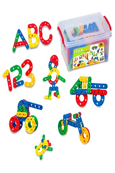 a v d a مجموعة مكعبات بناء تعليمية من 96 قطعة من نوع كليك كلاك مع صندوق تخزين