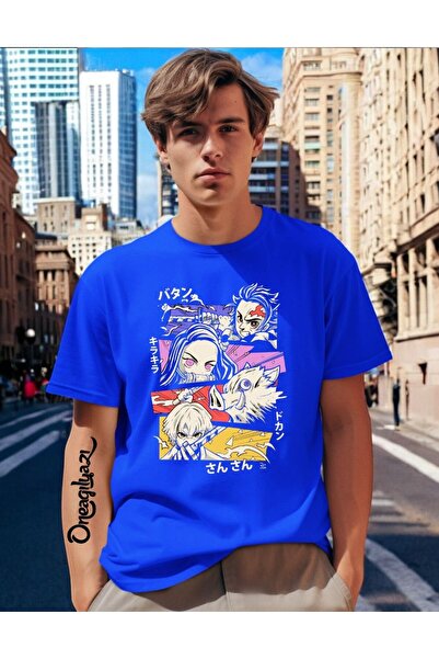 oneagılyazı Ανιμέ με τύπωμα Ανδρικό μπλουζάκι oversized