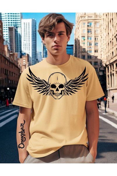 oneagılyazı Krilate lobanje Štampano Muško Oversize kroj T-shirt