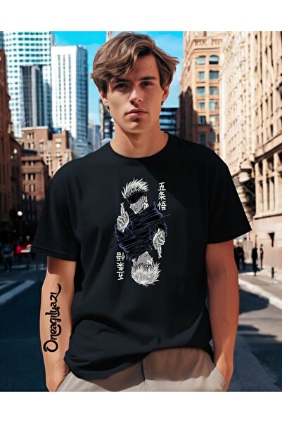 oneagılyazı Мъжка тениска с голям размер и аниме принт