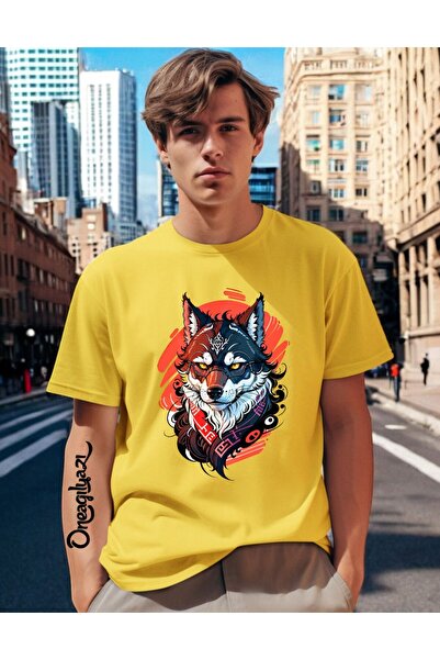 oneagılyazı Wolf Printed Men's Oversize T-Shirt