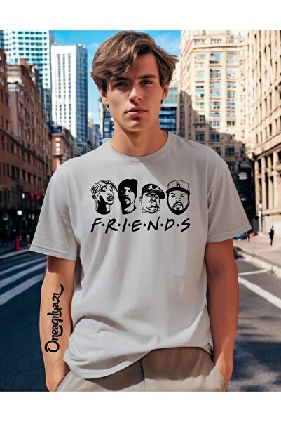 H&GHAMLEGİYİM Ανδρικό μπλουζάκι με στάμπα Friends σε μεγάλο μέγεθος