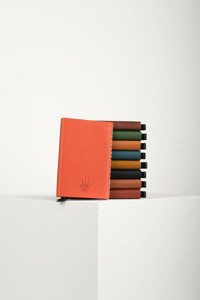 WATCHOFROYAL Cortex Slim Green Genuine Leather Compartmented Slide Mechanical Card Holder