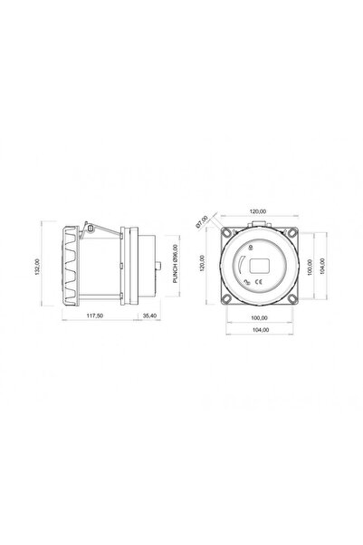 Bemis Cee Norm 5x125a 380v Ip67 Makina Prizi (RS) Kontak Koruma Çerçeveli