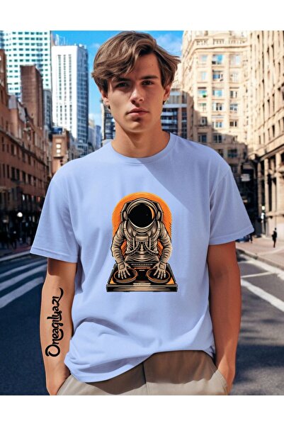 H&GHAMLEGİYİM Astronaut Printed Men's Oversize T-Shirt