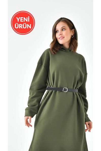 Perryes Women's Three Yarn Sweat Dress - Khaki