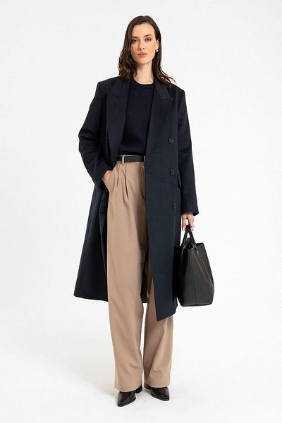 Antioch Navy Blue Women's Double Breasted Long Coat