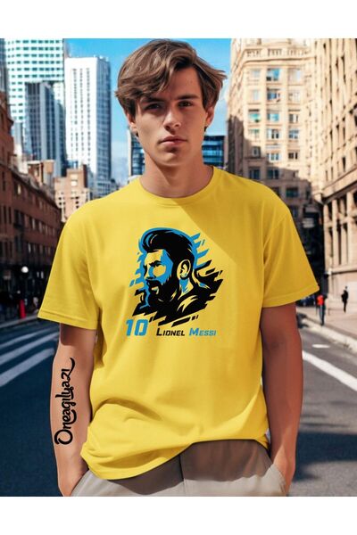 oneagılyazı Tricou oversize pentru bărbați cu imprimeu Messi