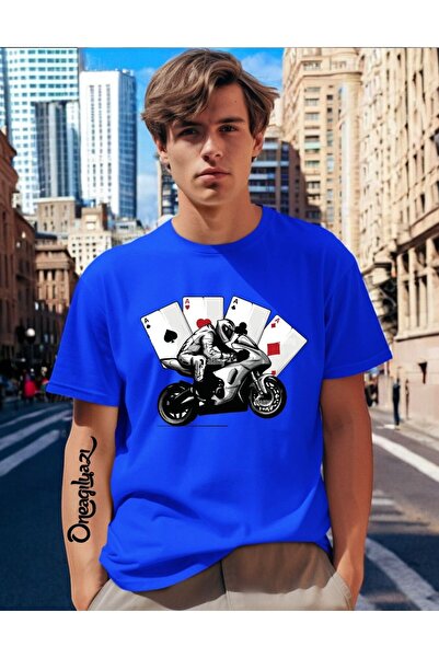 oneagılyazı Мъжка тениска с принт на мотоциклет