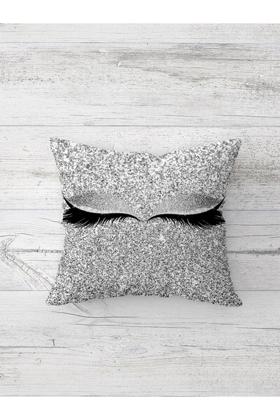 ALAMODECOR Silver Eyelash Patterned Double Sided Digital Printed Throw Pillow Sofa Pillow Case