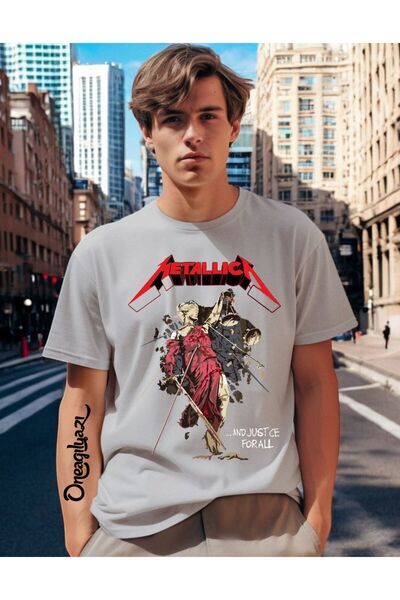 oneagılyazı Metallica Printed Men's Oversize T-Shirt